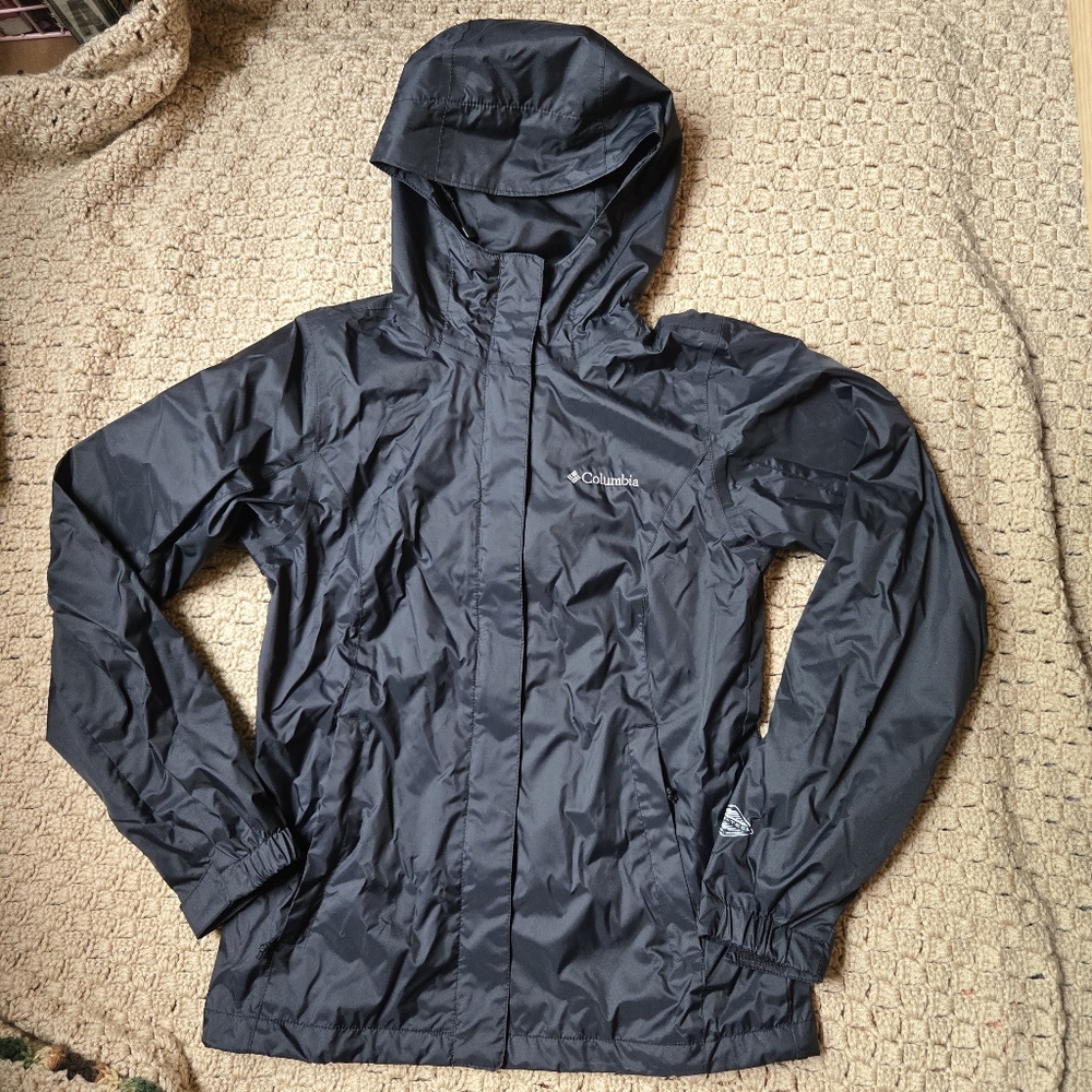 Columbia Waterproof Black Rain Jacket EUC XS